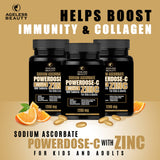 TRIO POWERDOSE - C BUNDLE Sodium Ascorbate with ZINC 100 Tablets | For Kids & Adult