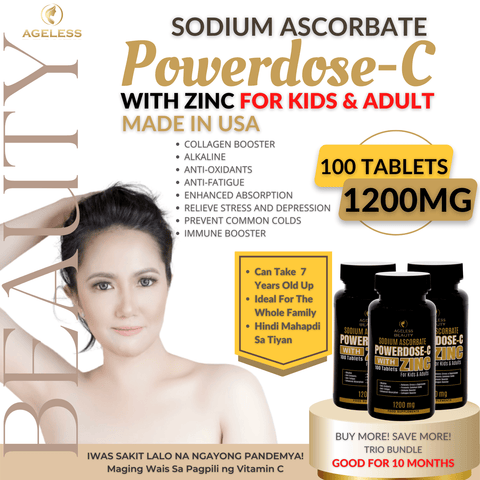 TRIO POWERDOSE - C BUNDLE Sodium Ascorbate with ZINC 100 Tablets | For Kids & Adult