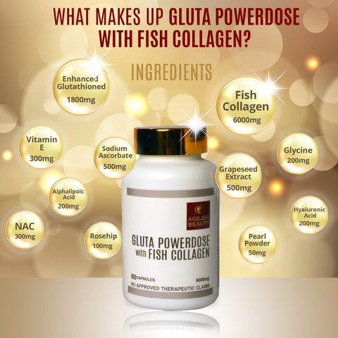 12 WHOLESALE PRICE 📦 AGELESS BEAUTY Gluta Powerdose with Fish Collagen